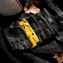 山羊皮半指手套四季男士户外运动摩托车机车骑行防滑防晒耐磨透气