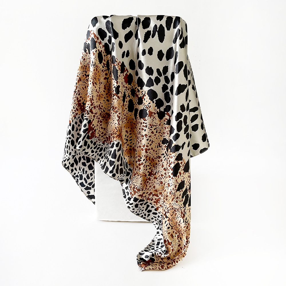 Leopard Print Satin Square Scarf European Style Hijab Shawl_voghion.com