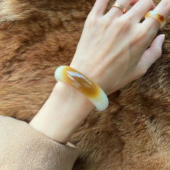 新疆ホータン翡翠ブレスレット、古い素材、砂糖素材、美しい模造種子素材、羊脂翡翠、女性用ワイドバージョン模擬
