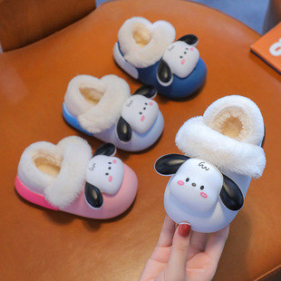 Cute Three-Dimensional Dog Children's Cotton Slippers Autumn and Winter Bag Heel Children's Cotton Slippers Cute Thick Plush Cotton Slippers
