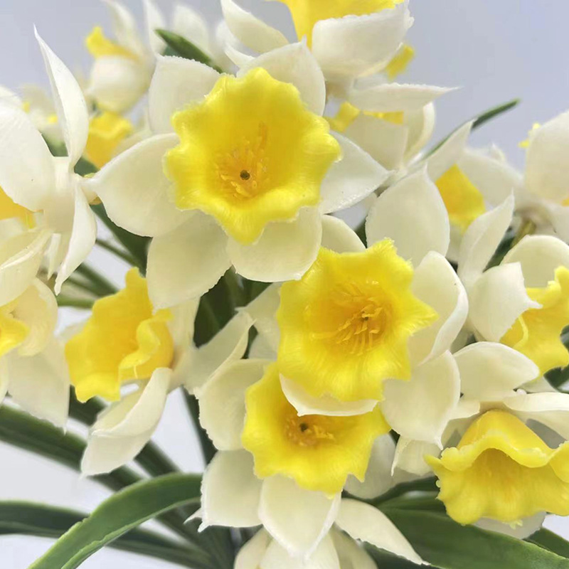 Simulación de flores sensación de pegamento blando decoración de la sala de estar 5 horquilla mano