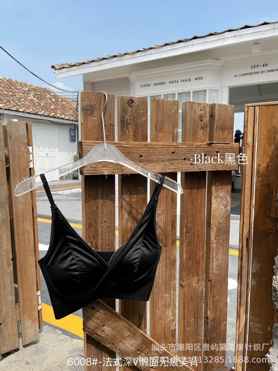 Camellia francesa profunda V satén sin costuras hermosa espalda mujer posavasos fijos sexy puro deseo agradable para la piel sujetador de elevación cómodo