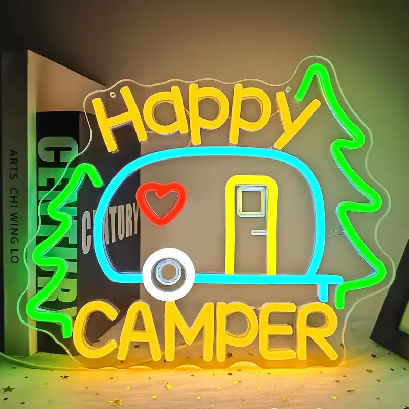 Temu's Best-Selling Camper Van Luminous Light Tattoo Japanese Acrylic Led Neon Light USB Highland Cow Light Sign