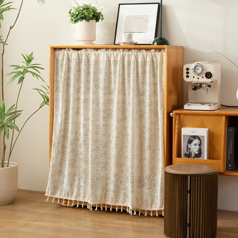 Cabinet Curtain, Wardrobe Door Curtain, Dust-Proof Curtain, Punch-Free Velcro Storage Rack, Cabinet Curtain, Decorative and Beautiful Gauze Curtain
