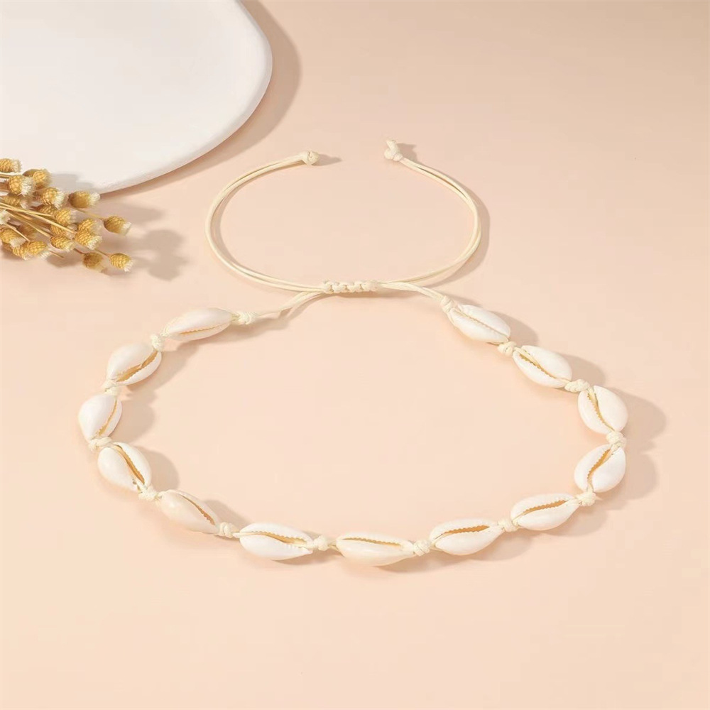 European and American Fashion Natural Small Conch Shell Necklace Bracelet Beach Style Shell Necklace Women's Summer Vacation Jewelry