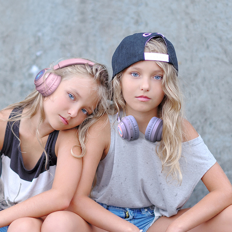 Bt06c + ヘッドセットbluetoothイヤホン有線ワイヤレスかわいい発光rgb子供用イヤホン音楽女の子イヤホン|undefined