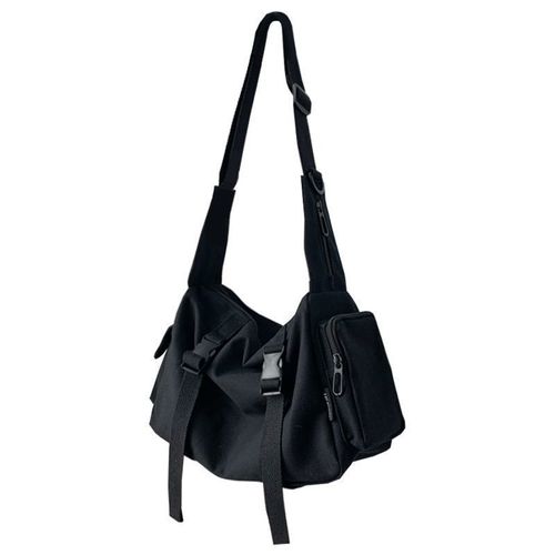 Ins Japanese Harajuku Dark Windmill Workwear Canvas Bag for Women, Korean Stylish, Versatile Solid Color Student Shoulder and Crossbody Bag