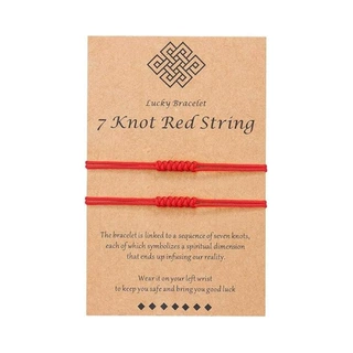亚马逊 7 Knot Red String 七结红绳幸运手链 手工编织护身符