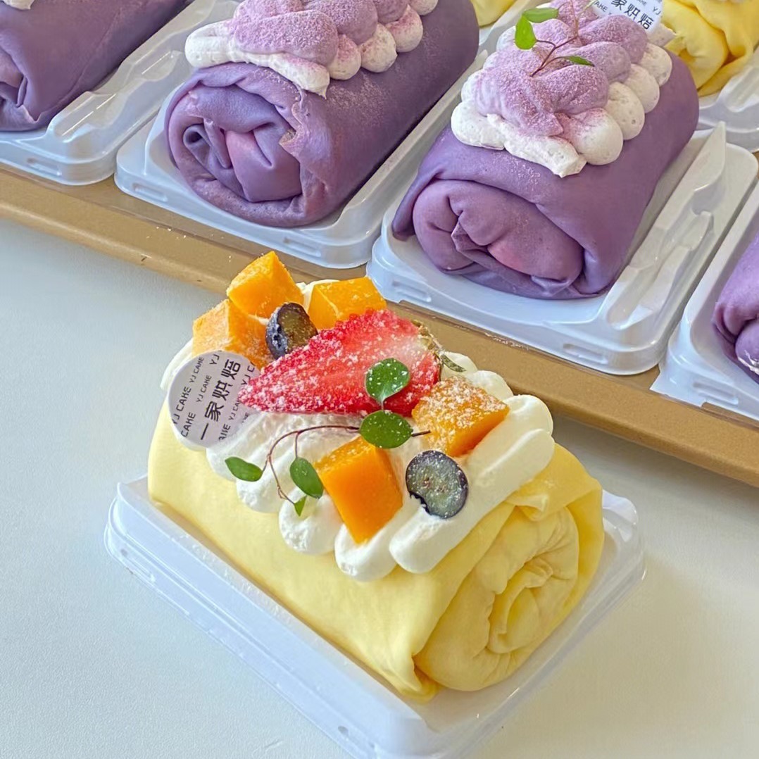 毛巾卷包装盒蛋糕卷盒子梦龙卷蛋糕托千层蛋糕盒透明棉被卷打包盒