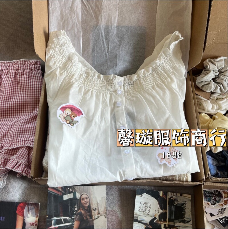 BM风 新款松紧花边泡泡袖短袖衬衫bm修身显瘦百搭花苞一字肩小衫|undefined