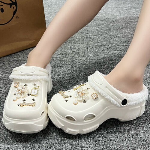Women's Autumn/Winter New Thicker Felt Shoes with Holes, Heel Lift, Warm and Cozy, Plush Inner Sole, Outer Wear for Wholesale