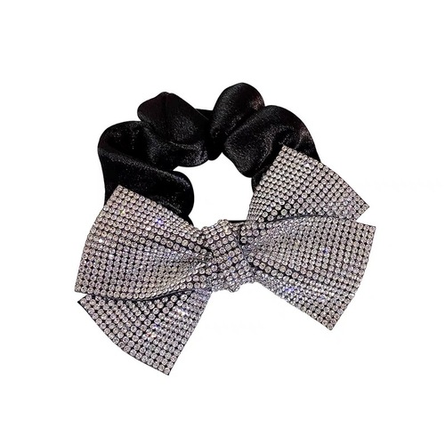 Luxurious flash diamond bow hair ring new style internet celebrity Korean bun half-tied spring clip fashion hair rope for women