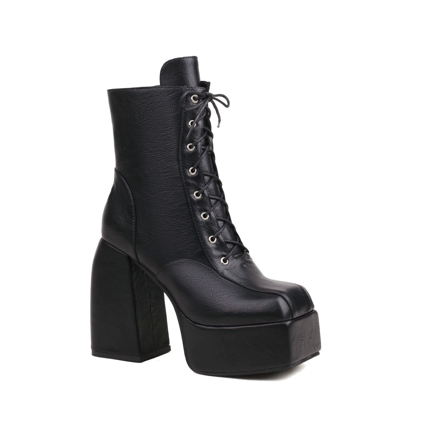 Ботильоны Martens, квадратный носок, толстый каблук 12 см, платформа 5 см, бархатистая подкладка