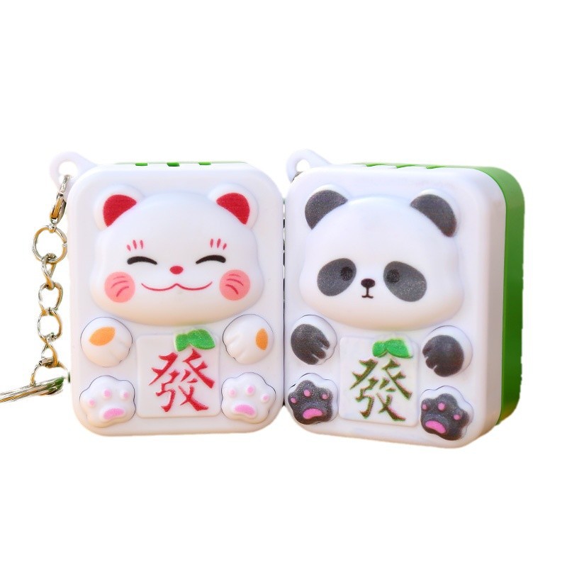 Nuevos dibujos animados creativos sonidos juguetes mahjong para atraer la fortuna gatos adornos de mesa colgantes buena suerte con mahjong descompresión jugar