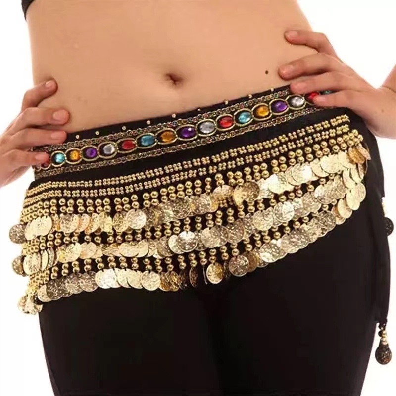 New Belly Dance Practice Waist Chain Indian Dance Performance Waist Chain Fitness Waist Chain Diamond Performance Waist Chain Hip Towel Waist Towel