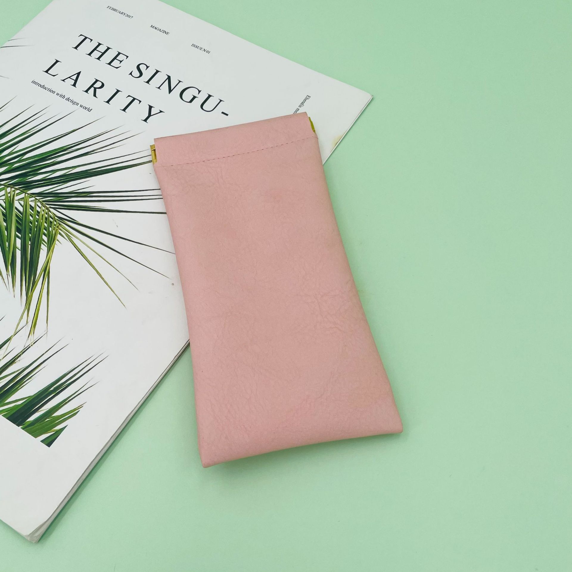 Bolsa de gafas Gafas de sol Gafas de sol Funda de almacenamiento para hombres y mujeres Boca de metralla Cerrado automático Bolsa de almacenamiento de gafas Bolsa de gafas de cuero