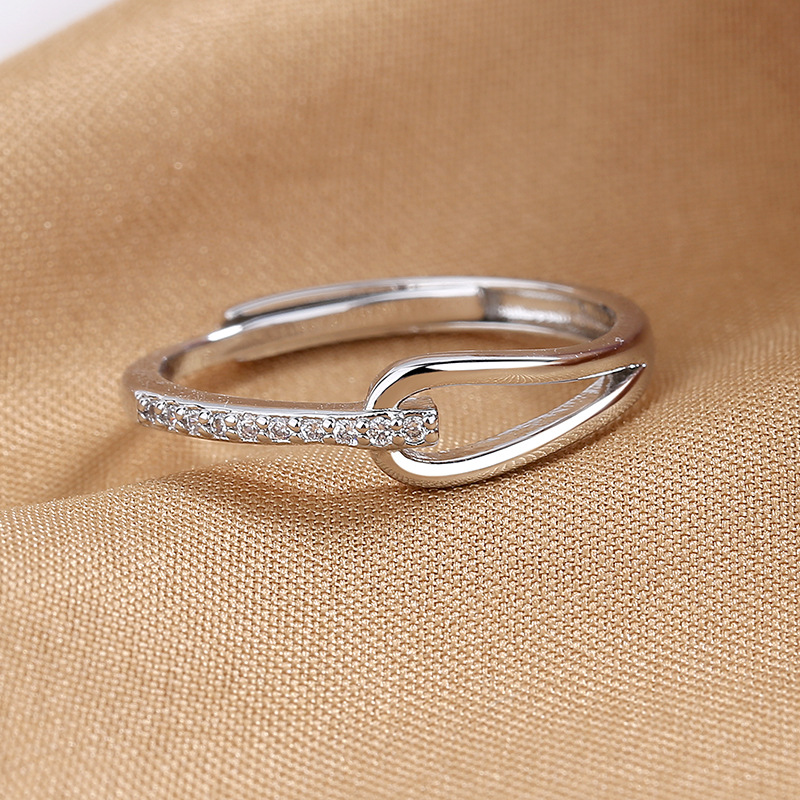 Adjustable Ring Size Fashion Geometric Copper Inlaid Zircon Open Ring