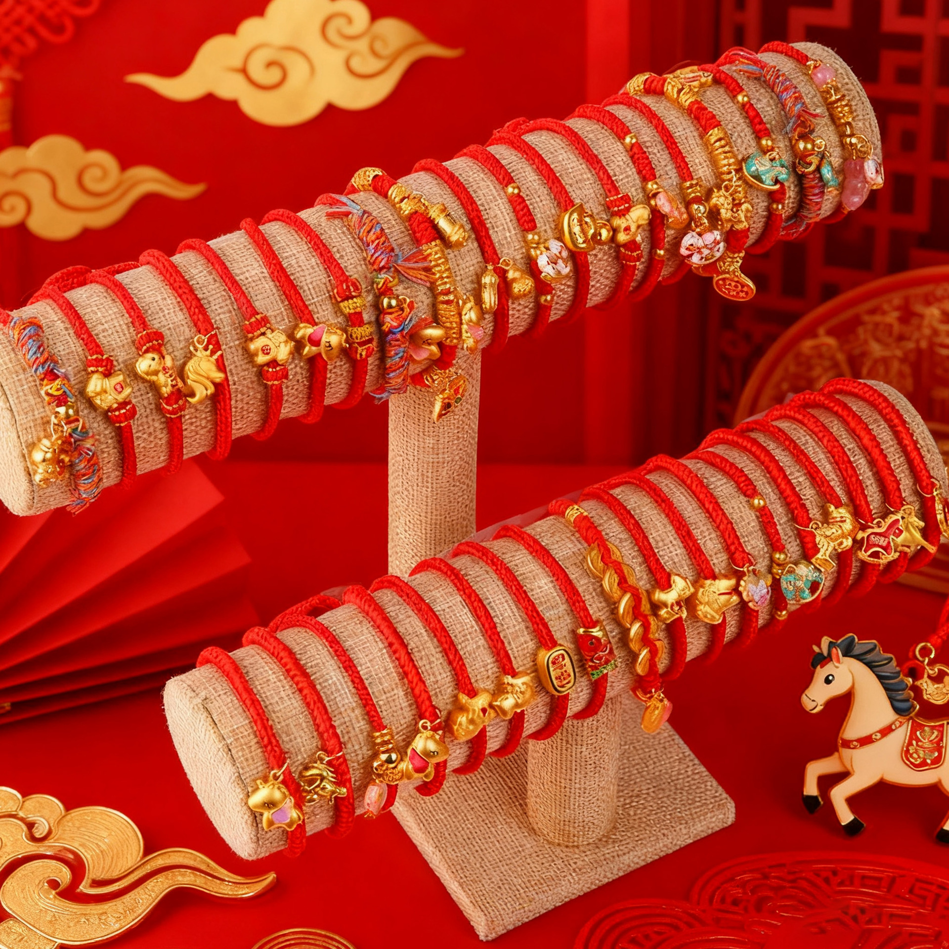 Linen's Finely Crafted Year of the Horse Bracelet, Red Adjustable Rope Bracelet for the Year of Birth, Hand-Woven 2026 New Year of the Horse Bracelet