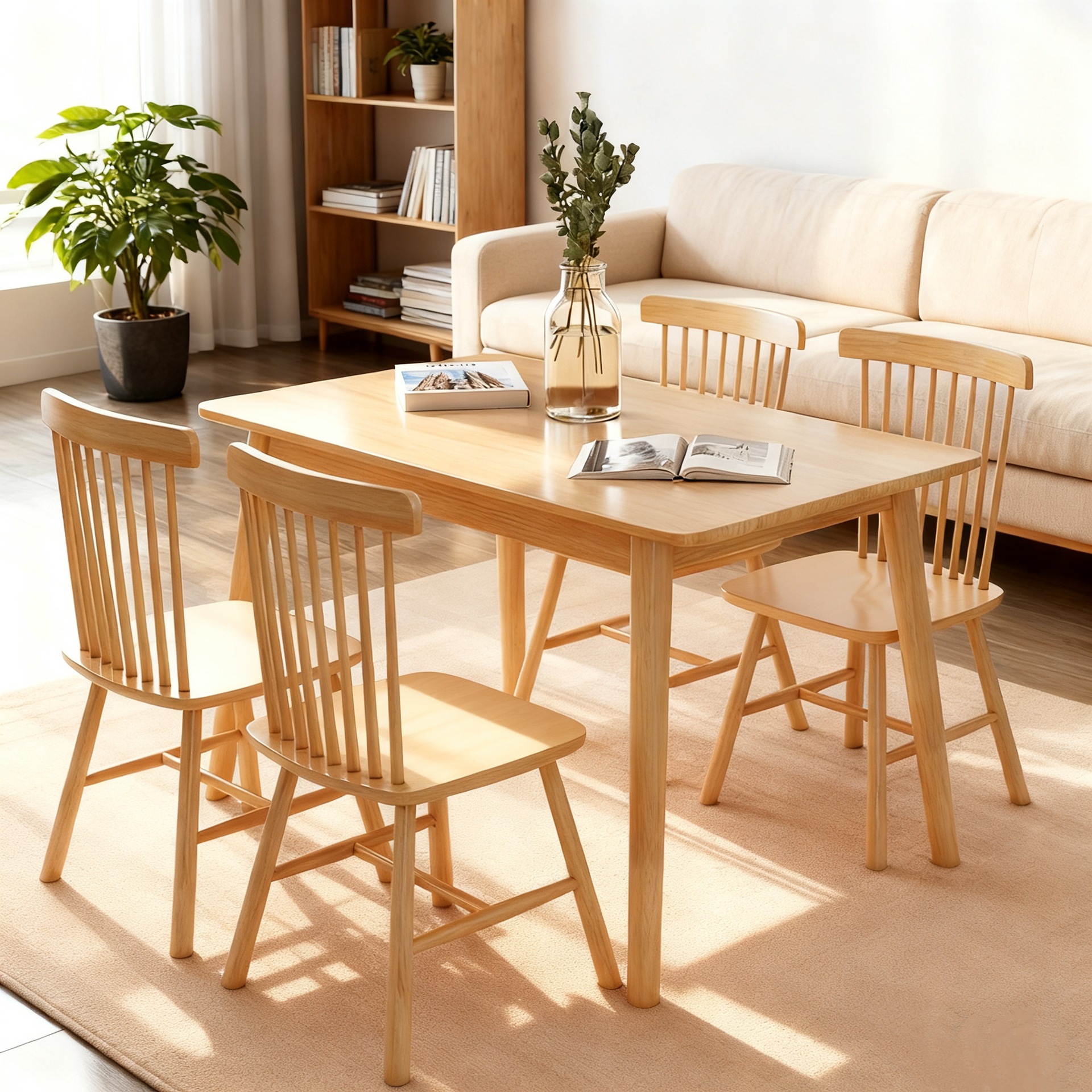 实木餐桌椅经典简约现代餐饮店商用小户型家用桌椅组合实木餐桌椅