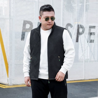 跨境春秋季加肥加大马甲立领工装提花提花特大码保暖坎肩背心