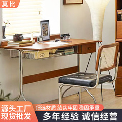 レトロな木の机の中で古風なシングルの机のコンピュータの机の北欧の小さいタイプの簡単な収納の事務の机