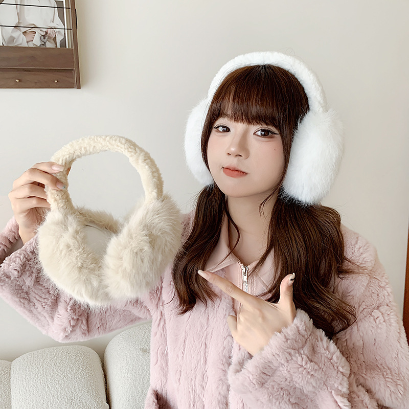 Winter cute warm earmuffs South Korea solid color plush earmuffs students anti-freeze riding earmuffs earmuffs in stock