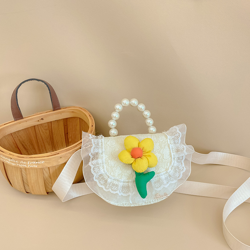 Nuevo bolso de los niños lindo pequeña flor exquisito mini monedero moda princesa bolso de estilo occidental bolsa de mensajero