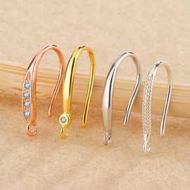 庭祥凯 简约DIY饰品多款不同宽版耳勾配件S925纯银耳环耳饰品材料