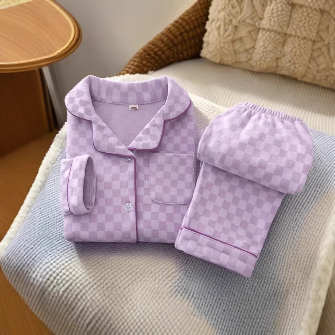 Pijamas infantiles otoño y invierno estilo de ternudo para niños y niñas ropa de hogar molida engrosada ropa de hogar para niños cardigans
