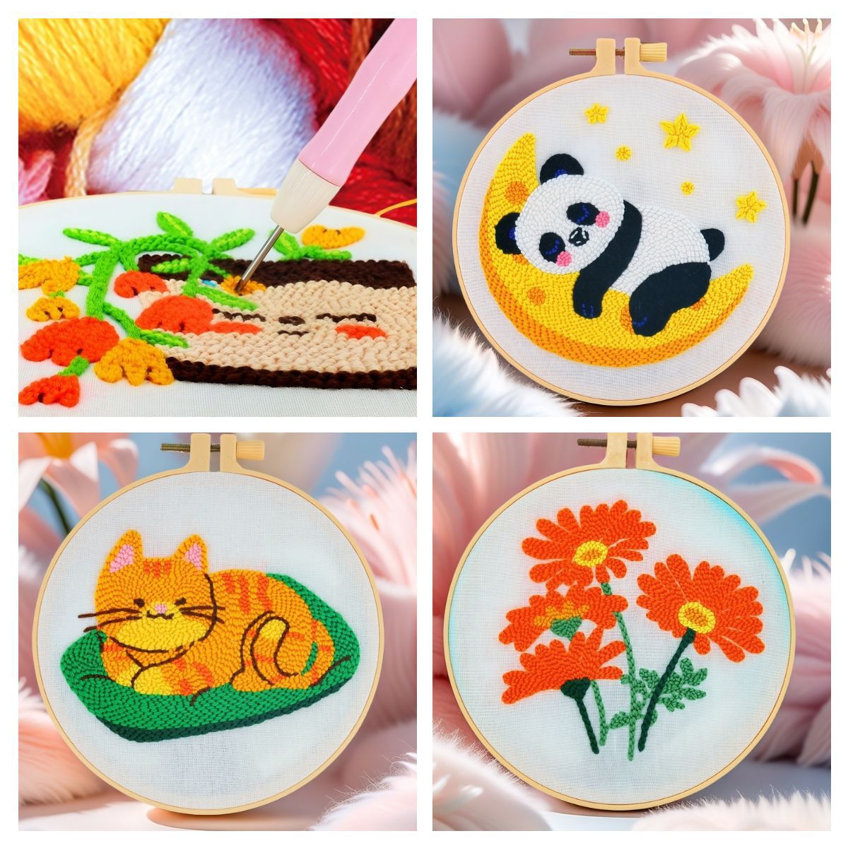 Nuevo paquete de material DIY completo de flores hechas a mano serie de bordado de animales
