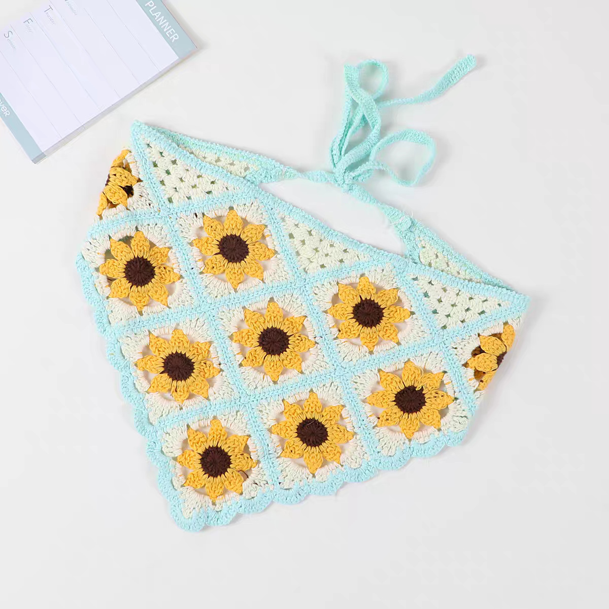 Primavera y otoño viajes ins dulce estilo lindo hecho a mano banda pelo de las mujeres accesorios para el pelo punto ganchillo pañuelo verano triángulo bufanda