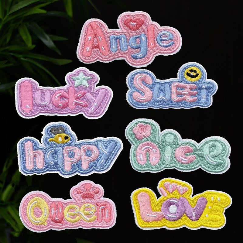 Self-adhesive Cartoon Pink Personality Letter Logo Cloth Sticker Clothes Bag Decorative Decal Repair Subsidy DIY Patch