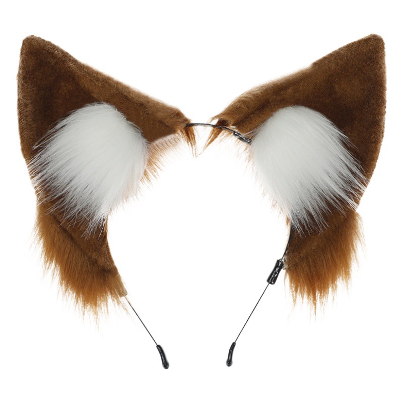Una pieza hecha a mano japonés Lolita bestia oído tocado Cosplay decorativo pelo vertical blanco zorro oído diadema