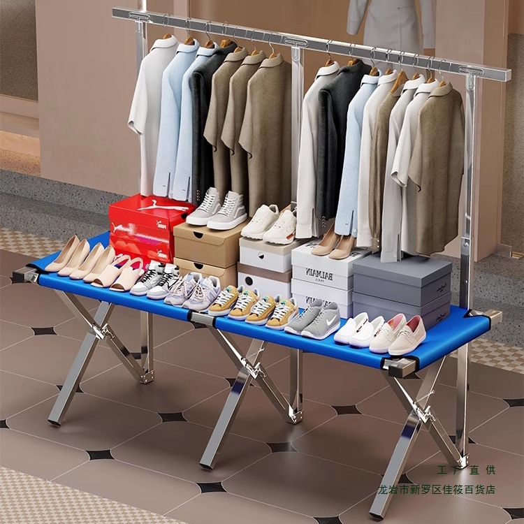 夜市摆地摊折叠货架摆摊桌子便携多功能挂衣服架摊位架展销活动桌