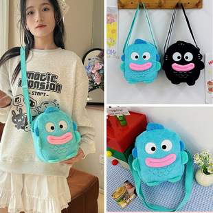 Big Mouth Ugly Cute Children's Backpack Plush Soft Girl Shoulder Bag Student Bag Cute Clown Fish Girl Crossbody Bag
