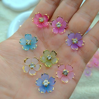 镶钻烫金五瓣花花托diy配件古风装饰包包服装鞋帽手工花朵辅料