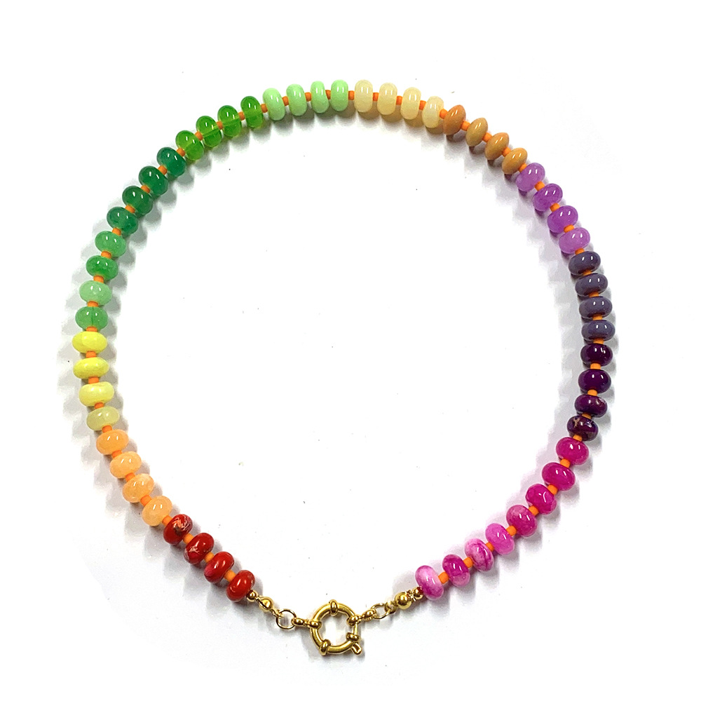 200g Weight Necklace Classification 304 Stainless Steel Chain Material 1 Piece Quantity Casual Occasion natural stone Material Geometric Pattern Women's Gender Sweet Style Beaded Craft 1 Piece Sweet Geometric Natural Stone 304 Stainless Steel Necklace 24