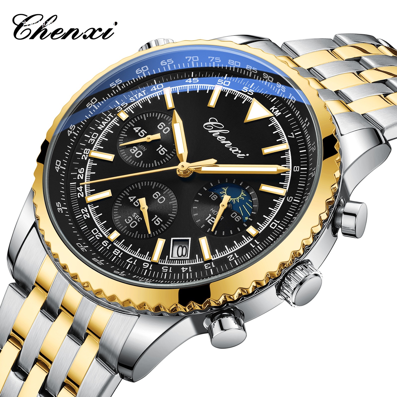 CHENXI high-value multi-functional steel band men's watch fashion men's luminous waterproof quartz watch high-end men's watch