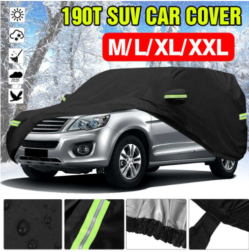 In-Stock Cross-Border Car Cover, Full Black Heat-Absorbing Car Cover, Waterproof, Sun-Proof, Rain-Proof, Oxford Cloth for Outdoor Car Body