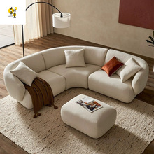 弧形转角沙发休闲接待区大厅美容院休息区设计师款三人多功能