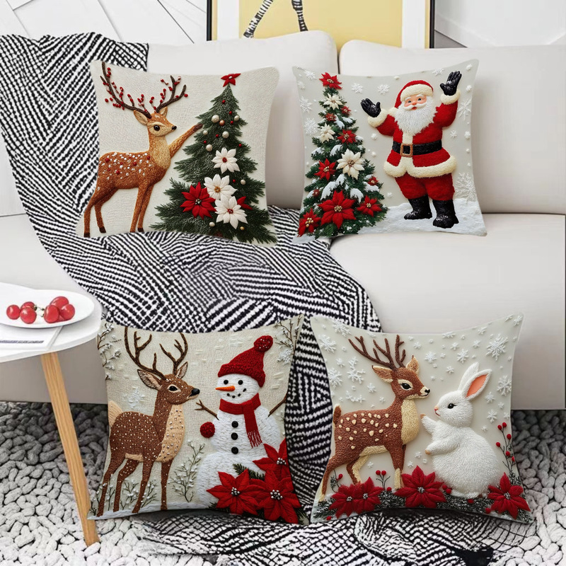 アマゾンの新しいクリスマス枕カバーホリデーヘラジカウサギ装飾ソファ雰囲気リネン枕卸売|undefined