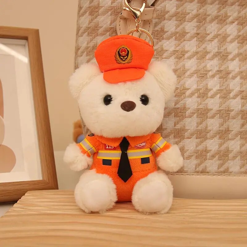インターネット有名人交通警察クマぬいぐるみキーホルダー人形制服テディベア小さなギフト警察官人形小さなペンダント卸売|undefined