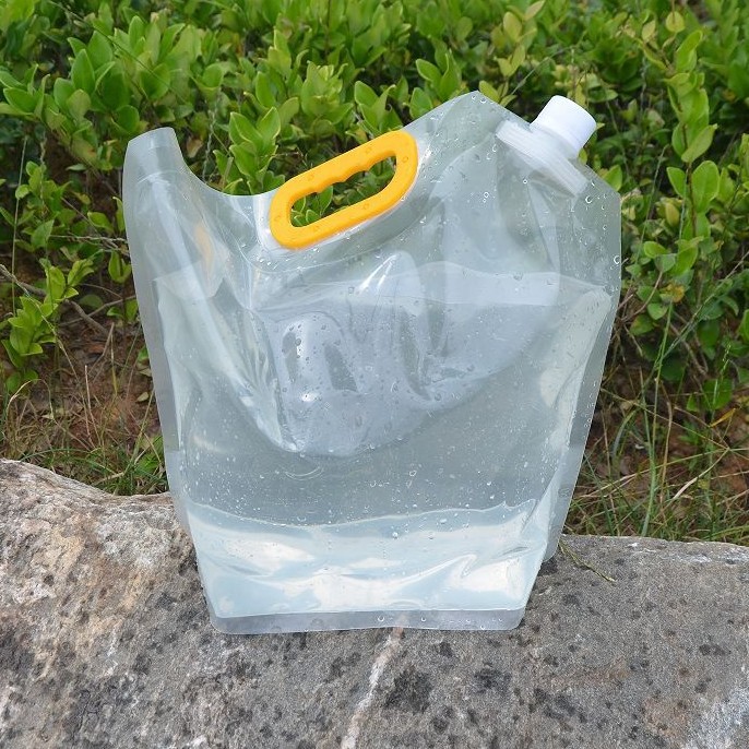 Cross-border outdoor portable folding water bag, large-capacity liquid bag, thickened 5L camping water storage bag with handle and spout