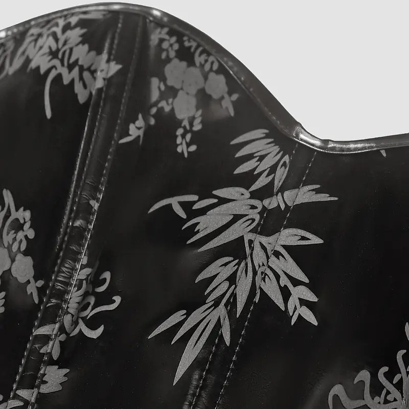 Europa y los Estados Unidos de la nueva chaqueta de cuero de impresión negra cintura de belleza para el pecho de la ropa de cuerpo de mujer Aliexpress suministro transfronterizo