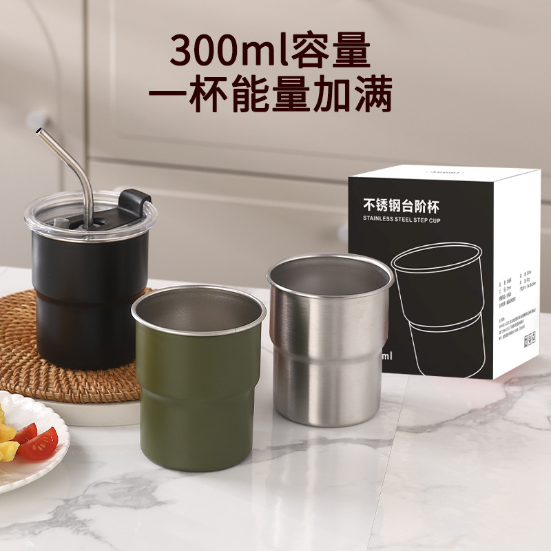 Verano de alto valor conveniente rizado bebida de camping copa de vino campamento al aire libre taza de cerveza taza de café de acero inoxidable ins