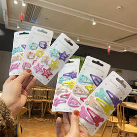 韩版糖果色发夹滴油发卡学生头夹星星蝴蝶发饰头饰创意儿童bb夹