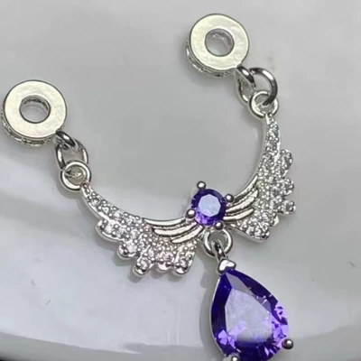 Bracelet DIY Accessory Spacer Bead | Zərgərlik ara hissələri - silver-purple-diamond