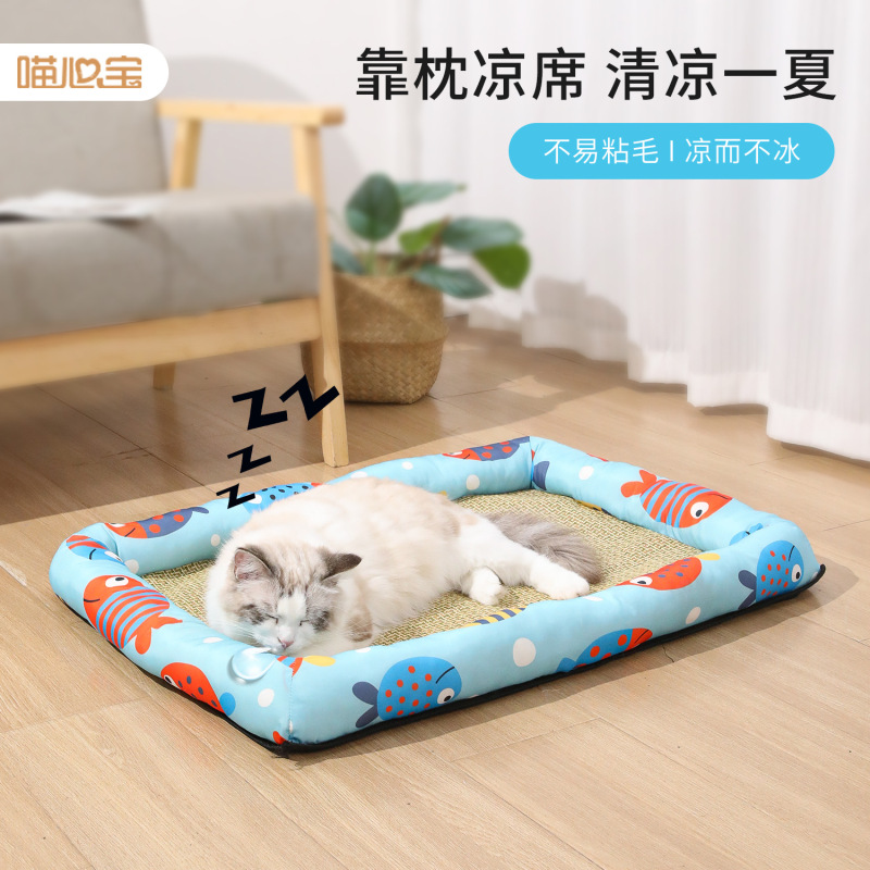 Summer Pet Mat Square Nest Refreshing Breathable Cooling Mattress Edge Sleeping Mat Polyester Cotton Cartoon Cat Dog Cool Nest Summer Pet Mat Square Nest Refreshing Breathable Cooling Mattress Edge Sleeping Mat Polyester Cotton Cartoon Cat Dog Cool Nest