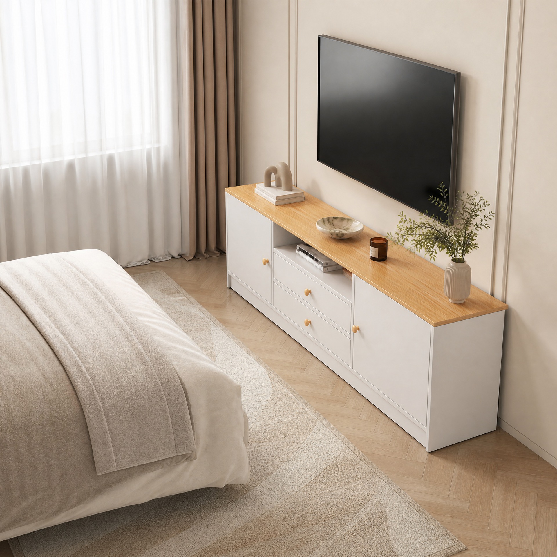 Gabinete de televisión de piso al suelo, nuevo armario de almacenamiento para dormitorios domésticos, distribución transfronteriza de gabinetes de televisión de sala de estar de alto nivel