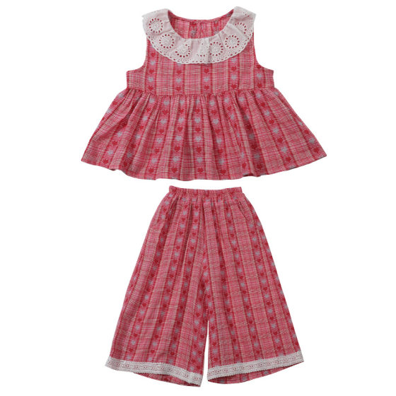 Girl's Ledge Collar suit Summer New Baby Girl's Anti-mosquito Wide Leg Pants Summer Dress Girl's Internet Celebrant Two-piece Set